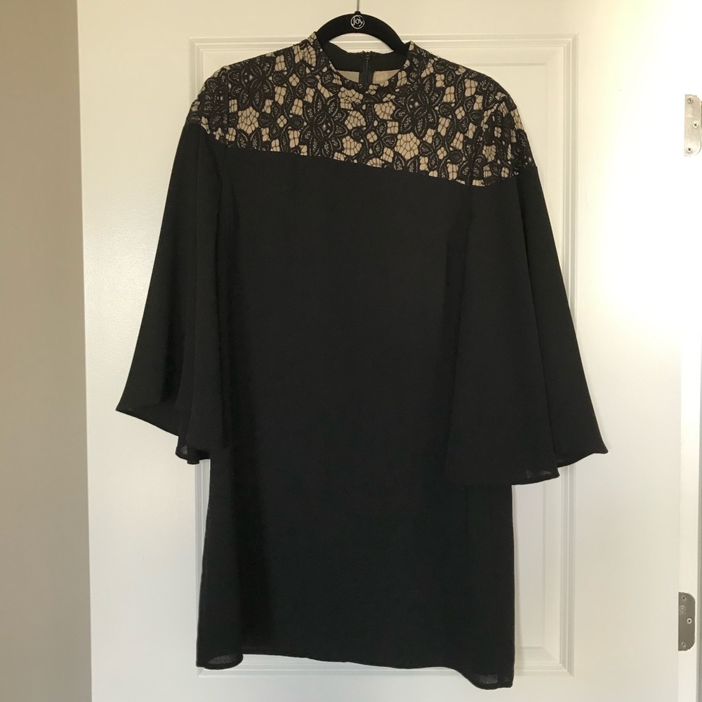 HD in Paris black dress with lace neck